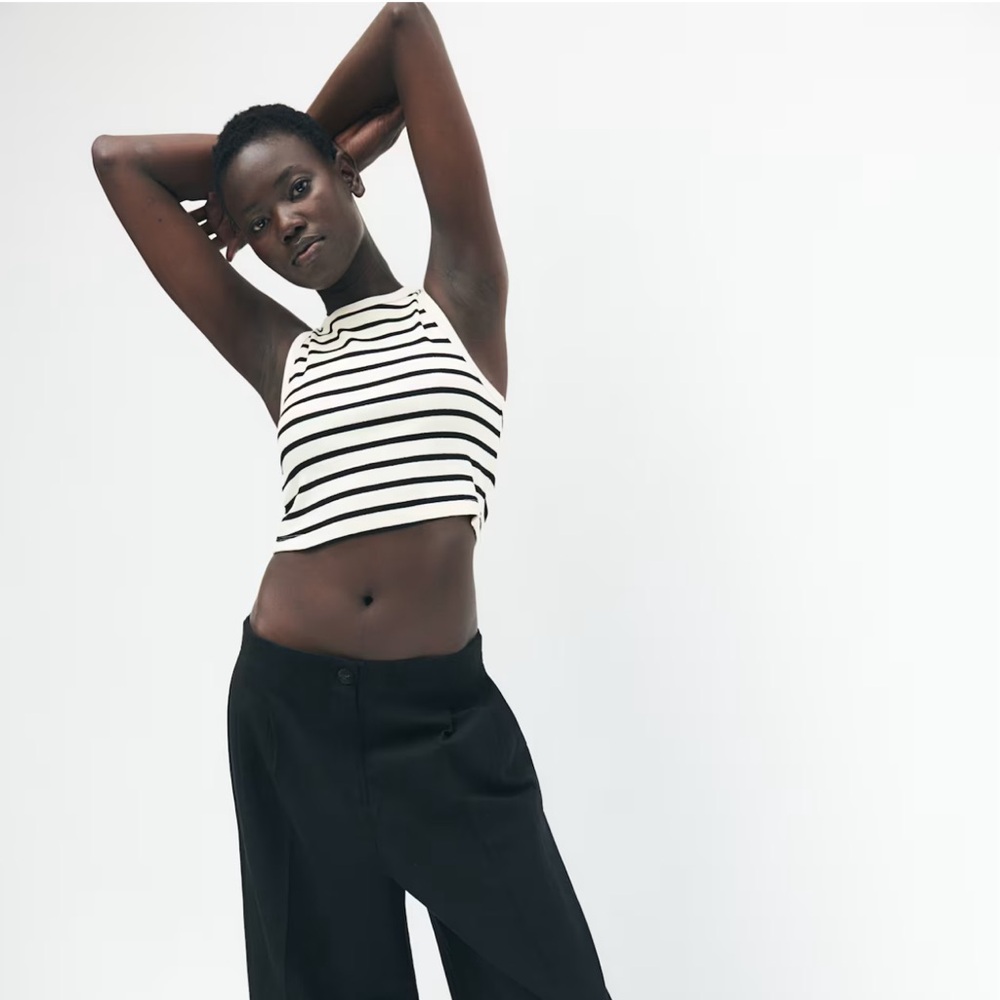 H&M Black and White Striped Crop Tank Top - Picture 4 of 9